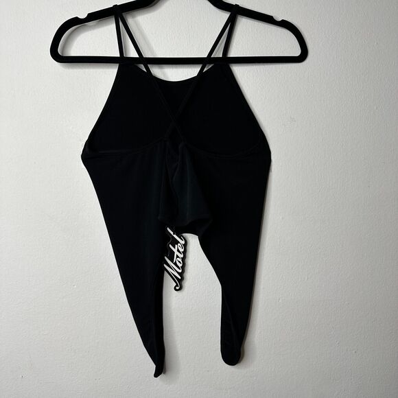 NWT Motel Jet Black Spaghetti Strap Racerback Tank Top Cami Crop Cut Out Smalll - Picture 6 of 10